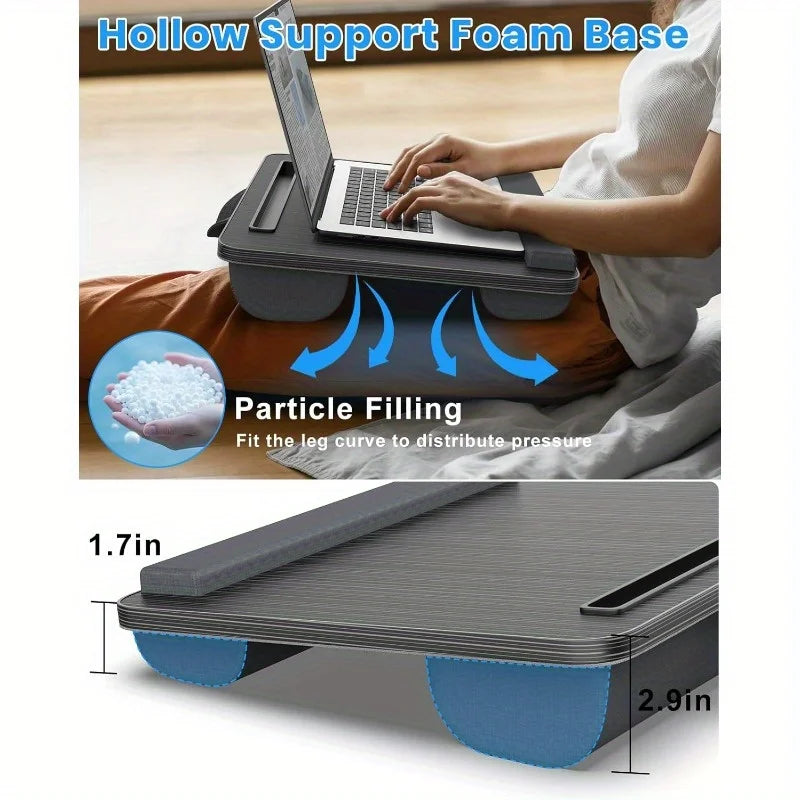 Cushioned Laptop Lap Desk with Mouse Pad & Device Slots