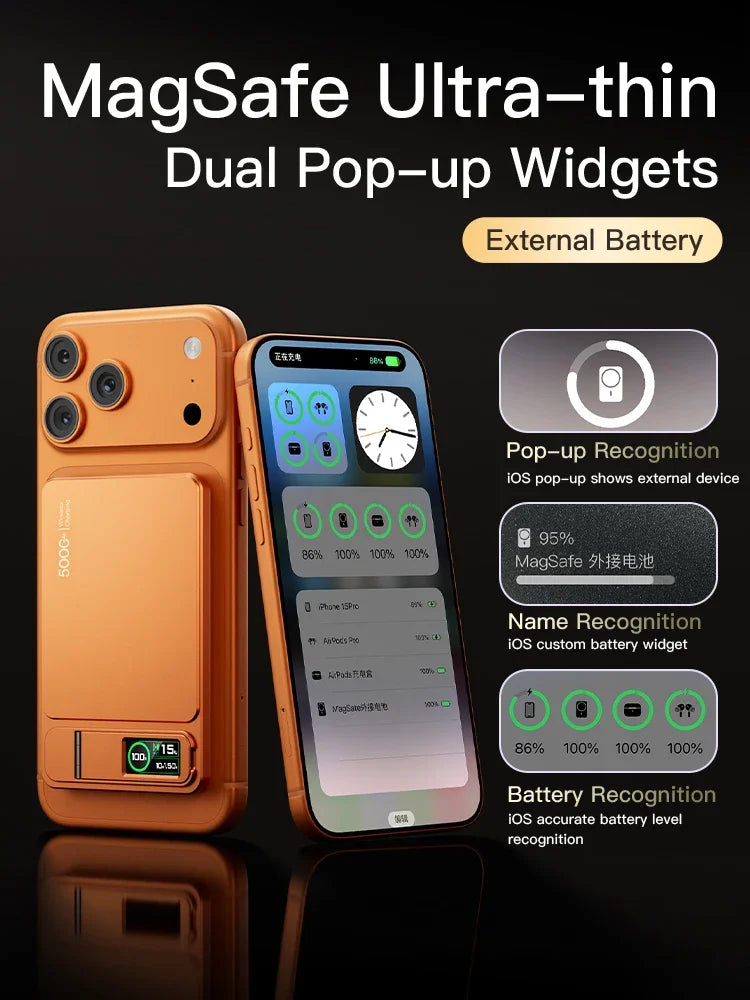 Magnetic Wireless Power Bank with Digital Display & Metal Casing