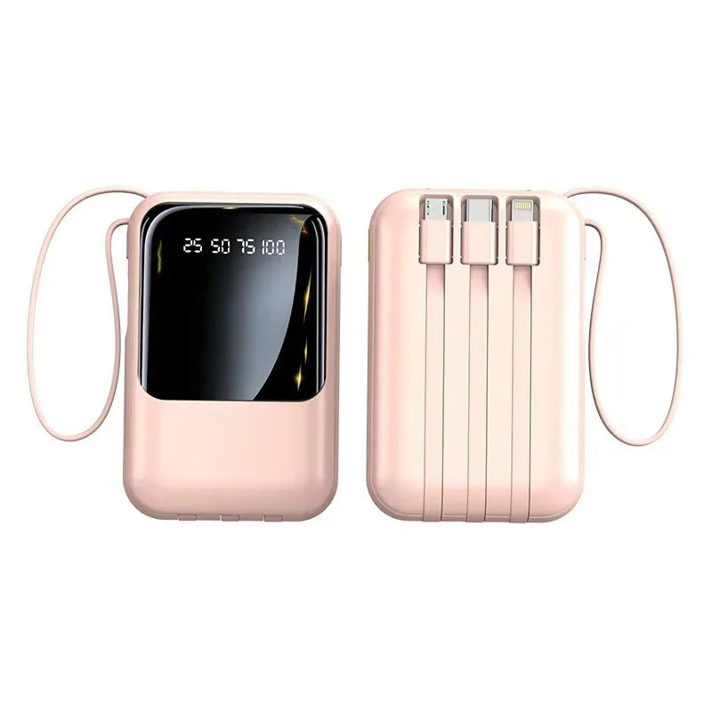 Power Bank with Built-in Cables, Digital Display & LED Light