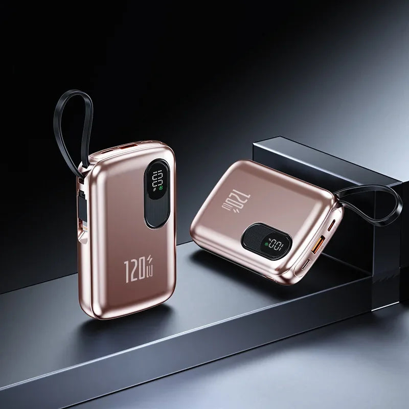 Portable Power Bank with Built-in Cable & Digital Display