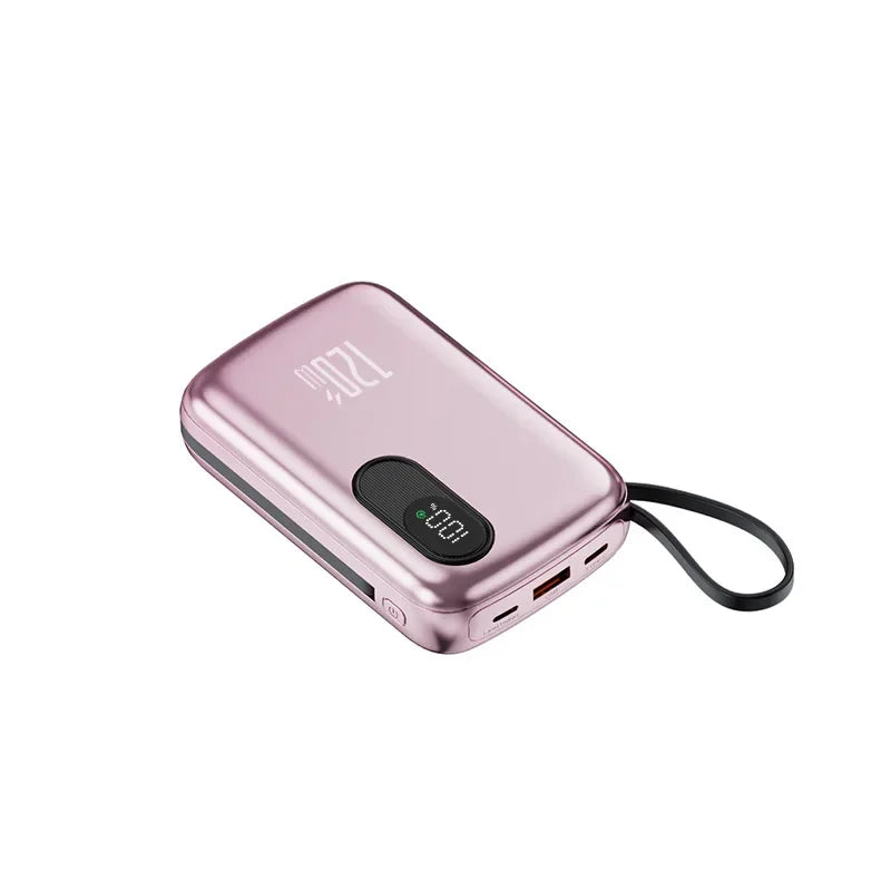 Portable Power Bank with Built-in Cable & Digital Display