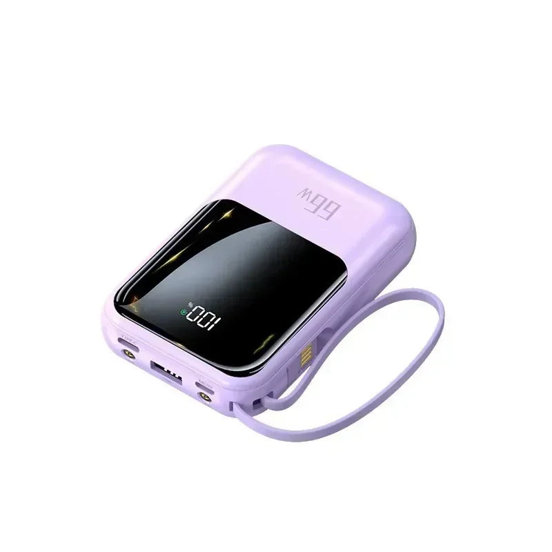 Power Bank with Built-in Cables, Digital Display & LED Light