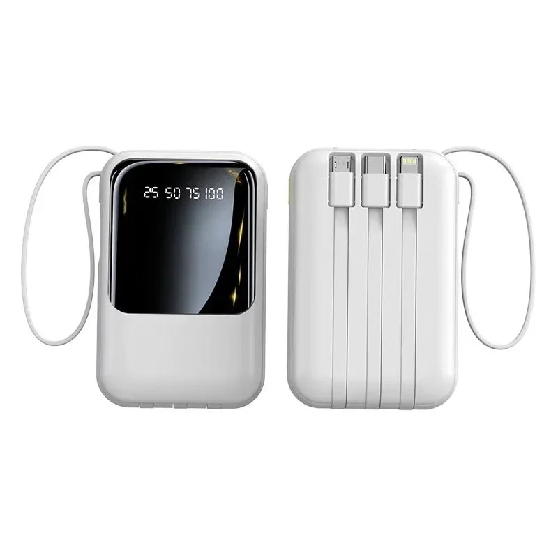 Power Bank with Built-in Cables, Digital Display & LED Light