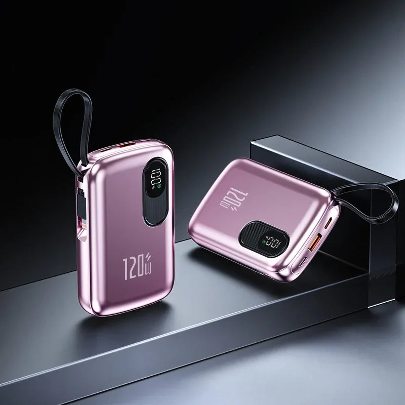 Portable Power Bank with Built-in Cable & Digital Display