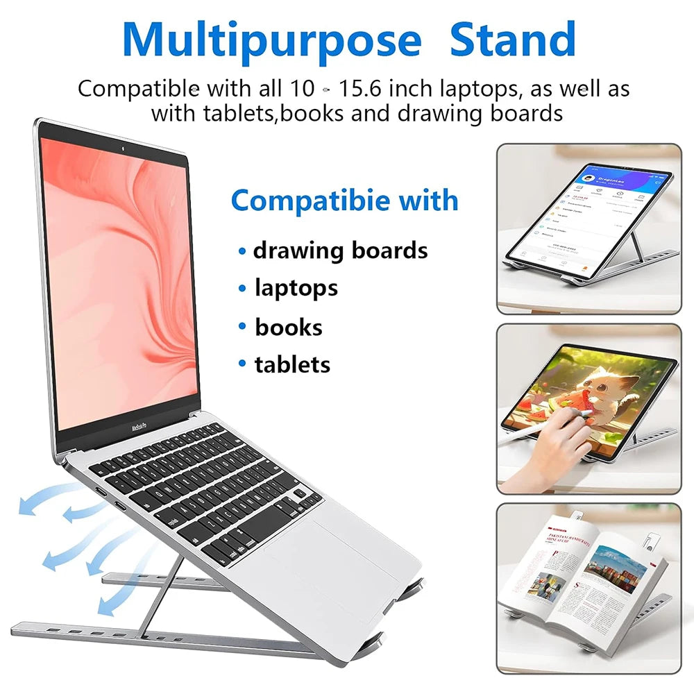 Adjustable Foldable Metal Laptop Stand for 10–15.6-Inch Laptops