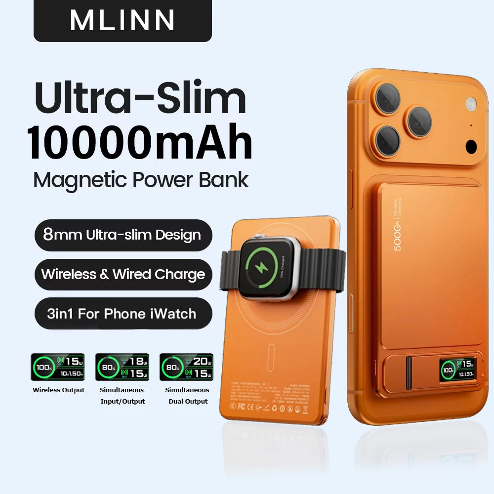 Magnetic Wireless Power Bank with Digital Display & Metal Casing