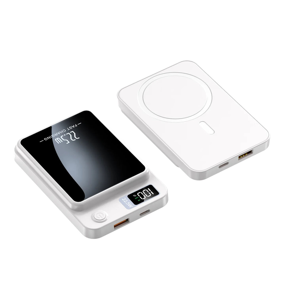Magnetic Wireless Power Bank with Dual USB & LED Light