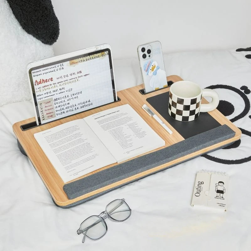 Cushioned Laptop Lap Desk with Mouse Pad & Device Slots